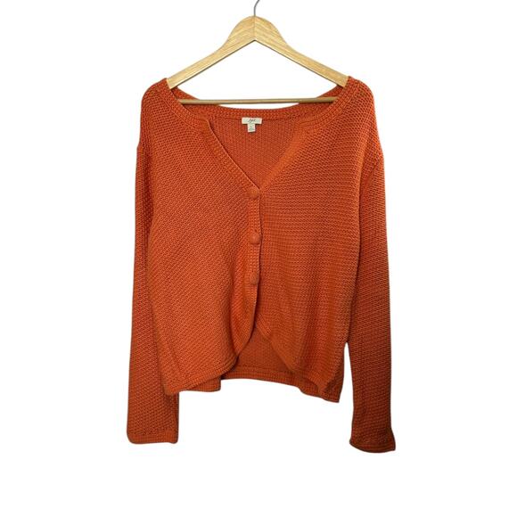 J. Jill Orange V-Neck Knit Medium Weight Cardigan Sweater Women's Large - Picture 1 of 8
